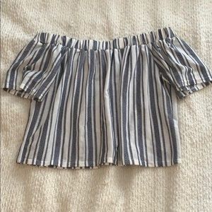 flowy off the shoulder stripe top